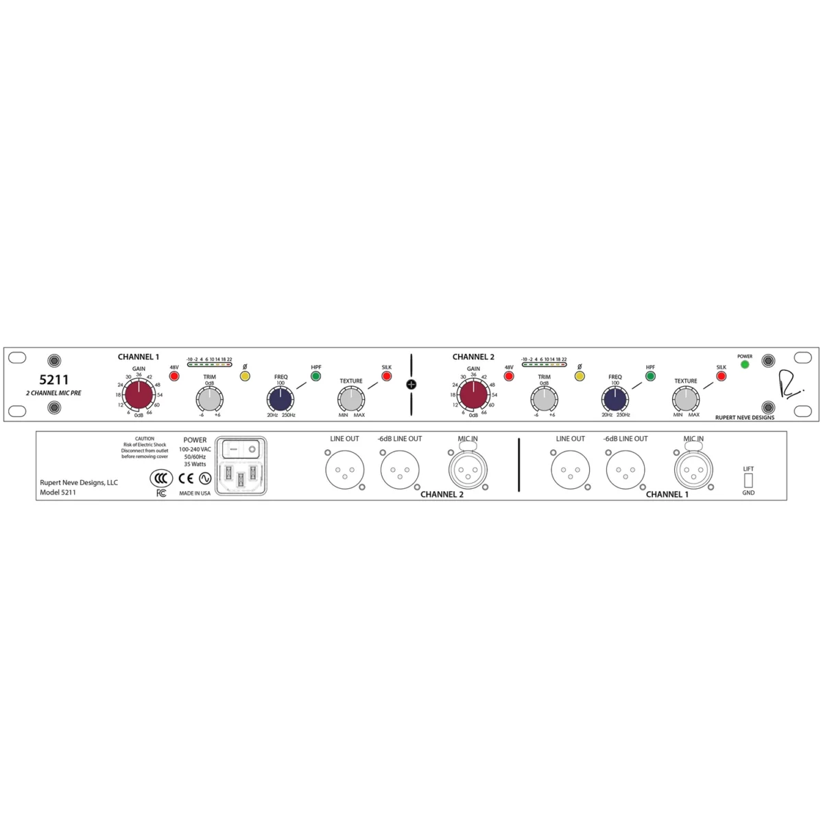 Mic Preamp Rupert Neve Designs 5211 2-channel - Ảnh 2