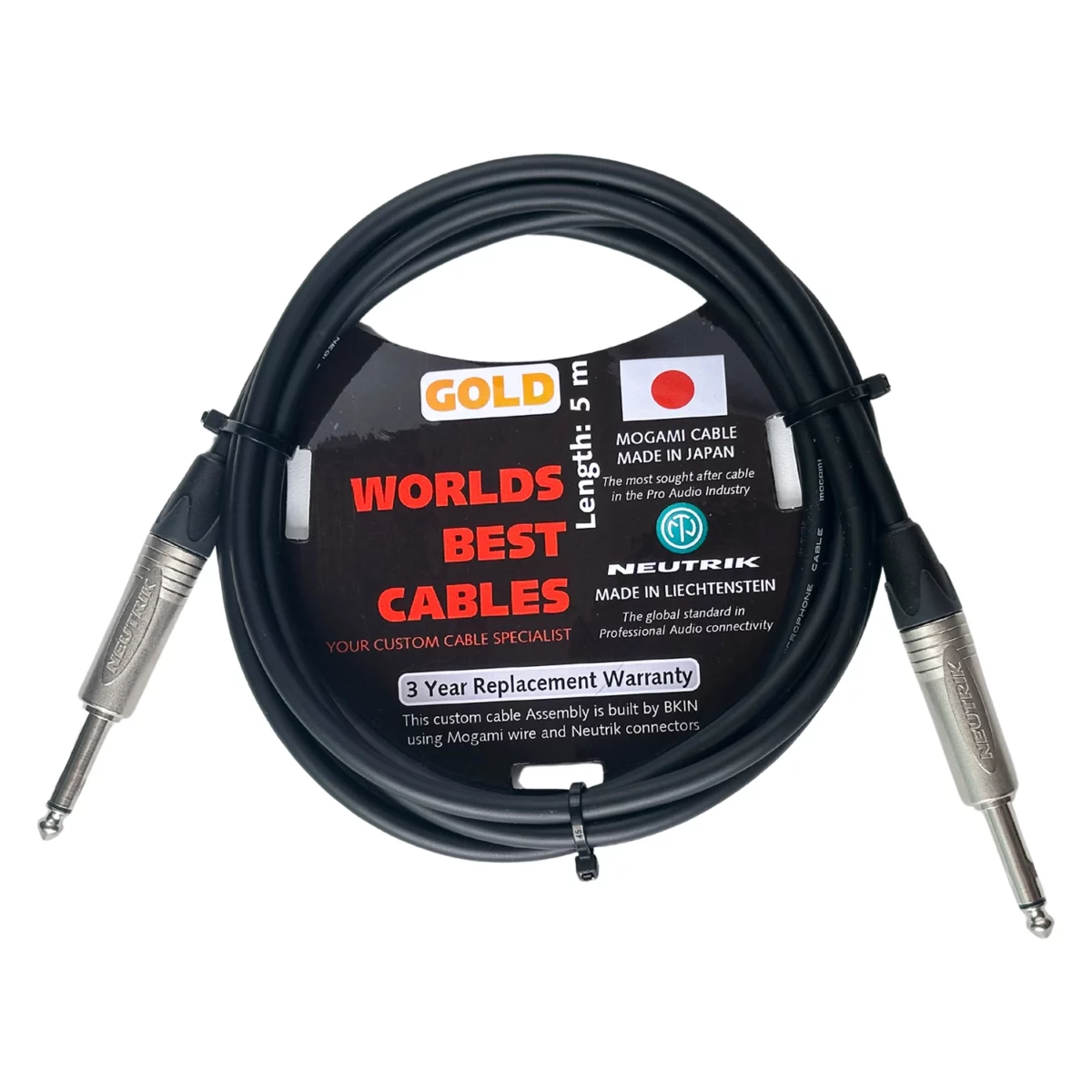 Cable Mogami 2534 Neutrik 6ly- 6ly Mono 1/4 TS 5 Mét Guitar - Ảnh 1